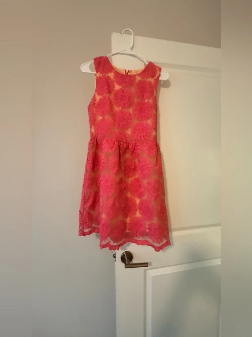 Ellison Coral Pink Floral Lace Midi Dress - Picture 3 of 8